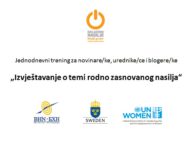 Najava: radionice „Izvještavanje o temi rodno zasnovanog nasilja“ u Zenici, Banjaluci i Mostaru