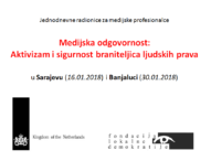 Poziv medijima i novinarima: radionice „Medijska odgovornost: aktivizam i sigurnost braniteljica ljudskih prava“ u Sarajevu (16.01.2018) i Banjaluci (30.01.2018)