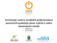 Formiranje Rostera medijskih profesionalaca posvećenih podizanju javne svijesti o rodno zasnovanom nasilju