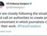 Ambasada SAD poručila bh. vlastima: Izvještaji o napadima na novinare su zabrinjavajući, stvorite okruženje za njihov siguran rad
