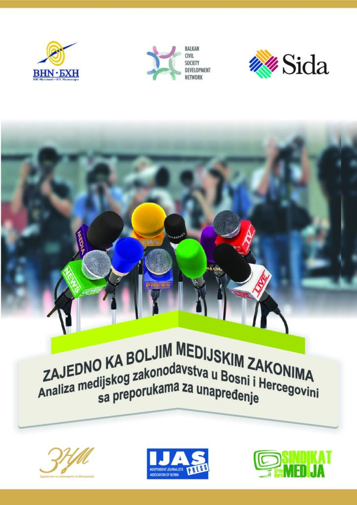 Together for Better Media Laws, Baseline study on the media legislation in Bosnia and Herzegovina