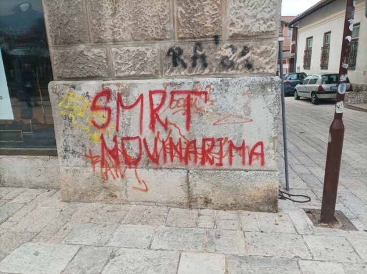 BH Journalists: Public appeal to the Mostar authorities to urgently remove graffiti with hate speech against journalists
