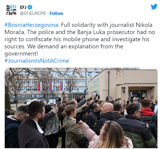 EFJ condemned the police interrogation of journalist Nikola Morača