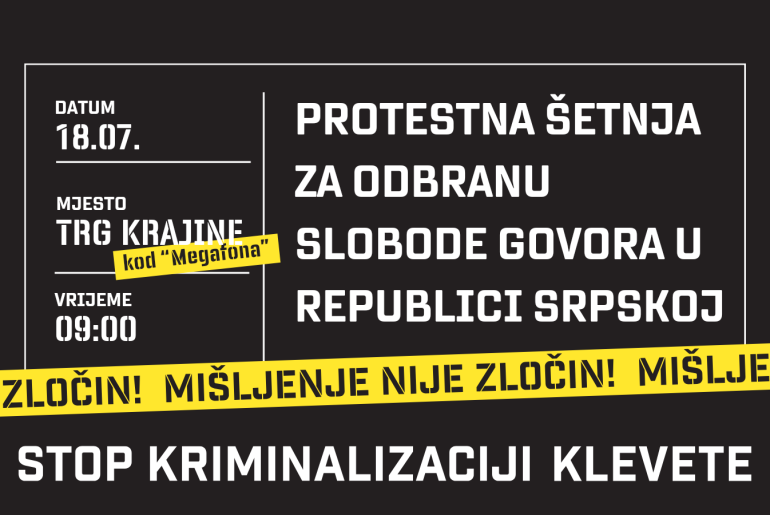 Protest u utorak: Dođite da zajedno branimo slobodu govora