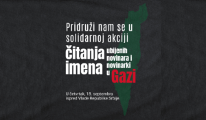 Akcija solidarnosti sa novinarima i novinarkama u Gazi u četvrtak ispred Vlade Srbije